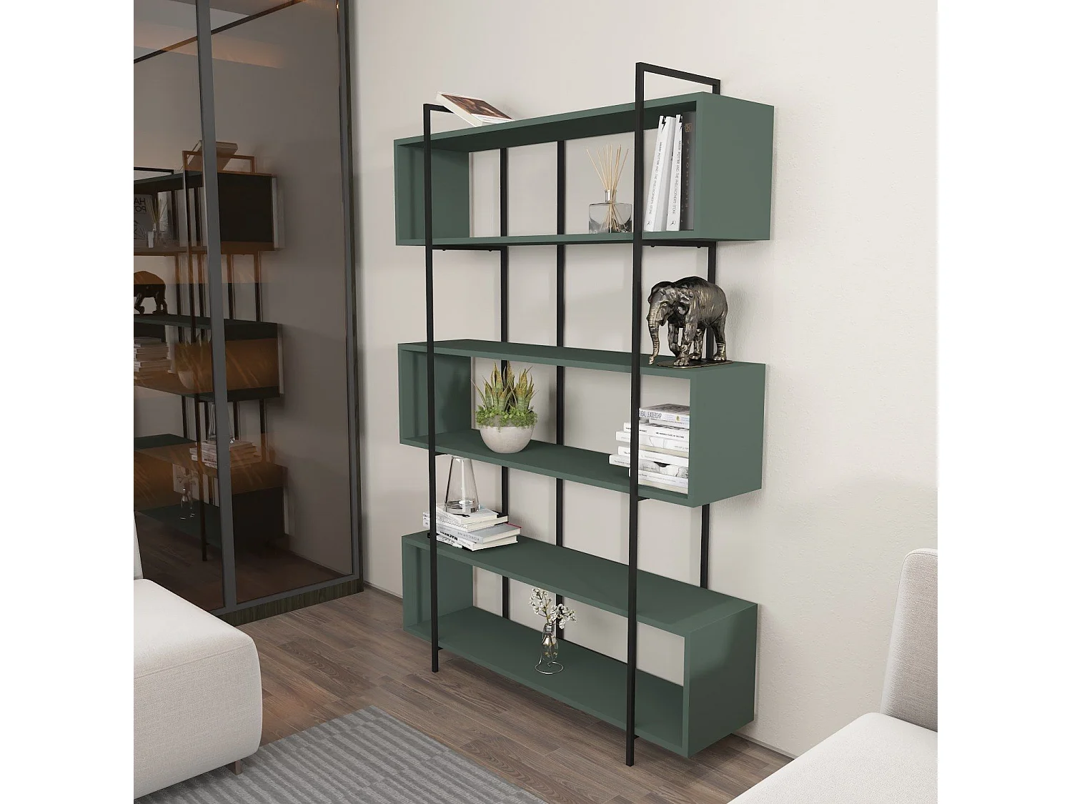 Estantería Kailua 1245, Abierta sin pared trasera, Metal|Aglomerado laminado, 180x120cm