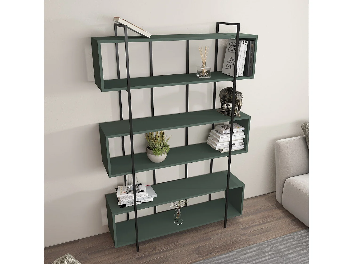 Estantería Kailua 1245, Abierta sin pared trasera, Metal|Aglomerado laminado, 180x120cm