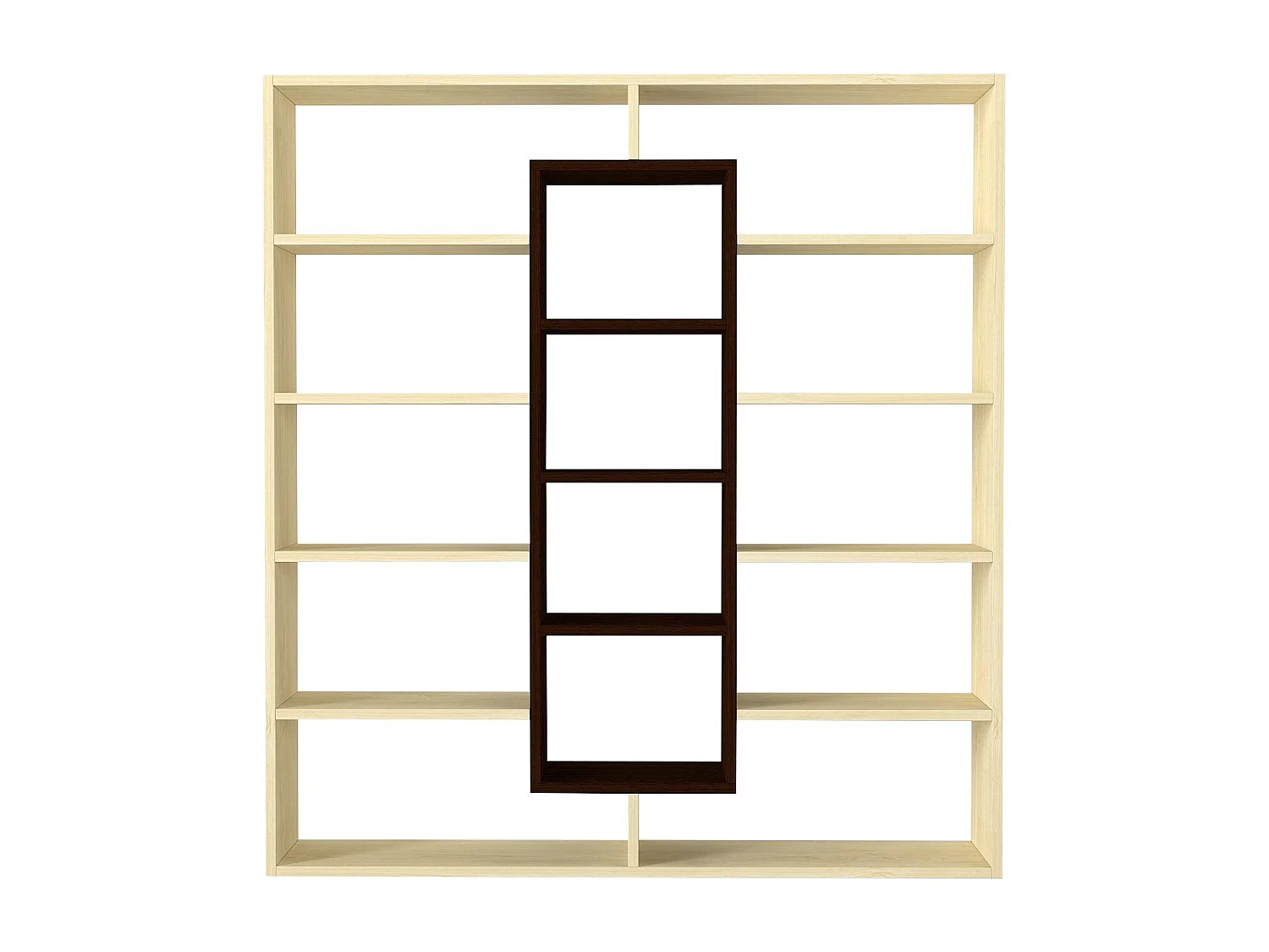 Étagère bibliothéque Alexa H135,7cm Bois foncé et Blanc crème