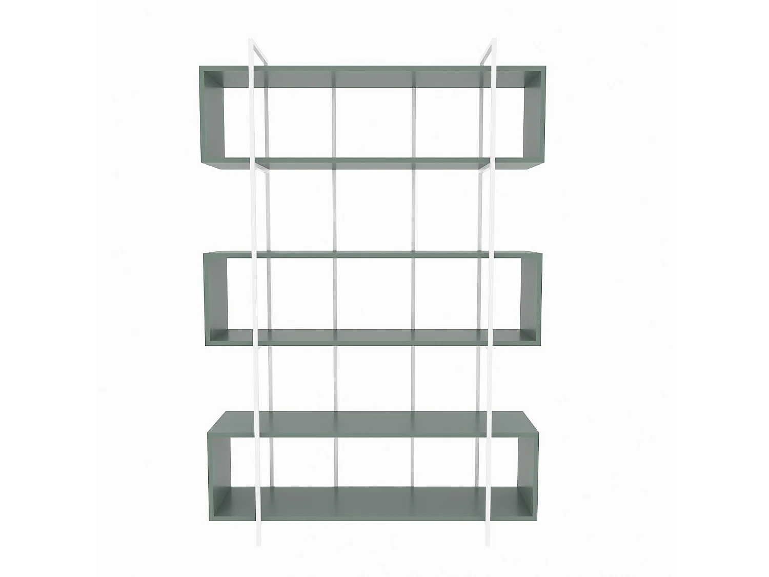 Étagère bibliothèque Trahan L120cm Métal Blanc et Bois Vert