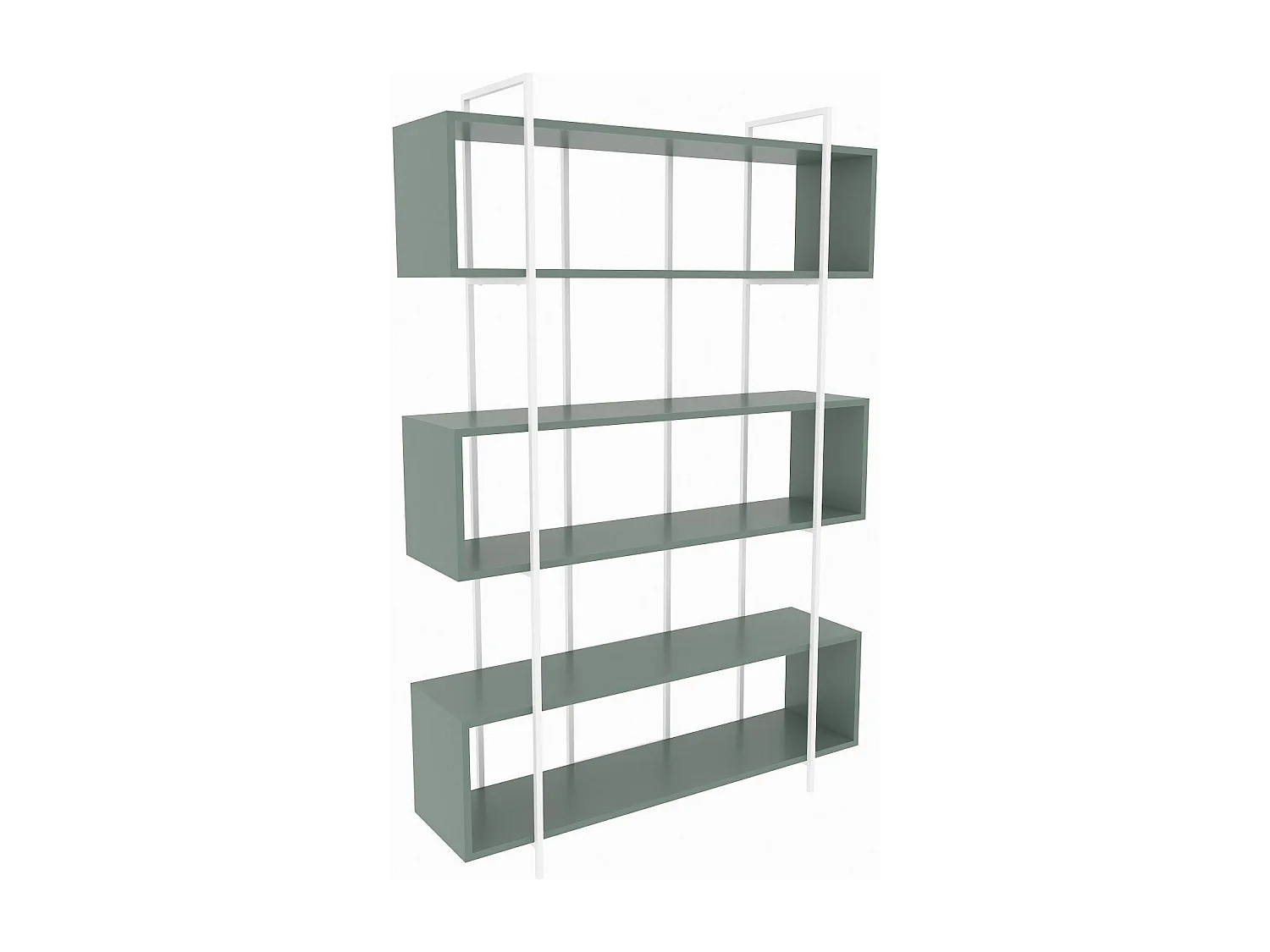 Étagère bibliothèque Trahan L120cm Métal Blanc et Bois Vert