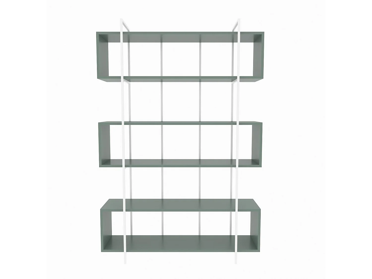 Étagère bibliothèque Trahan L120cm Métal Blanc et Bois Vert