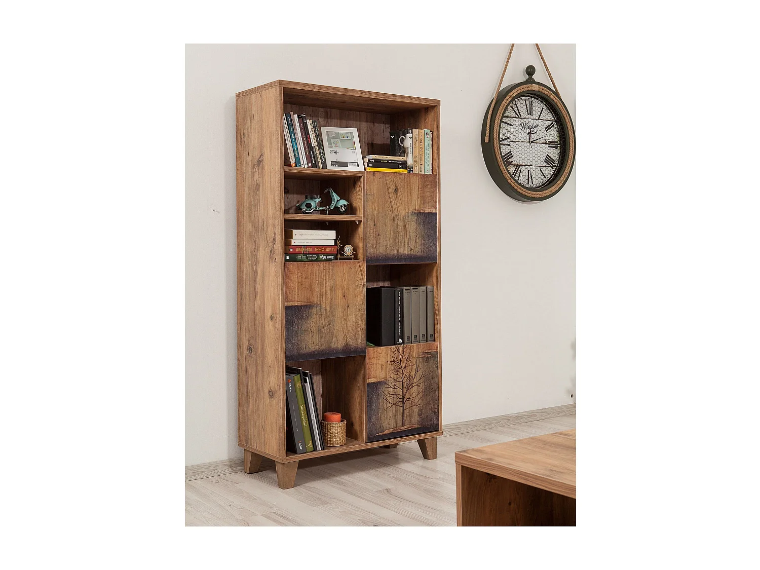 Elegante libreria in pino atlantico – 80 x 155 x 36 cm – rivestita al 100% in melaminico