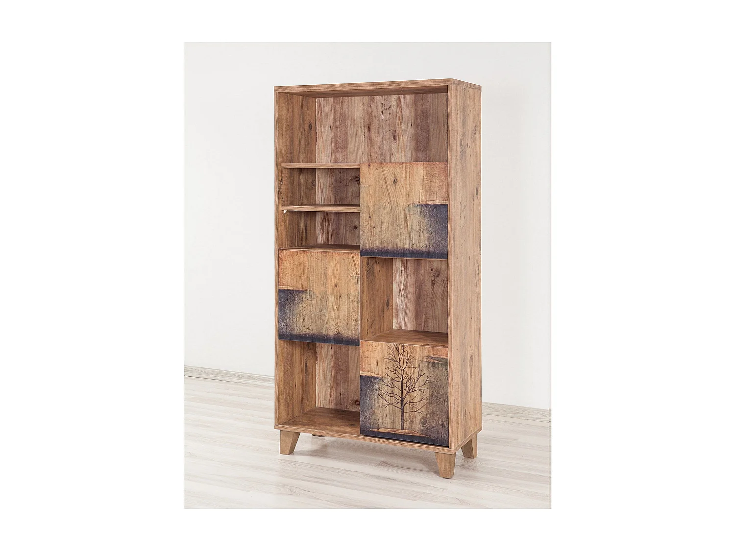 Elegante libreria in pino atlantico – 80 x 155 x 36 cm – rivestita al 100% in melaminico