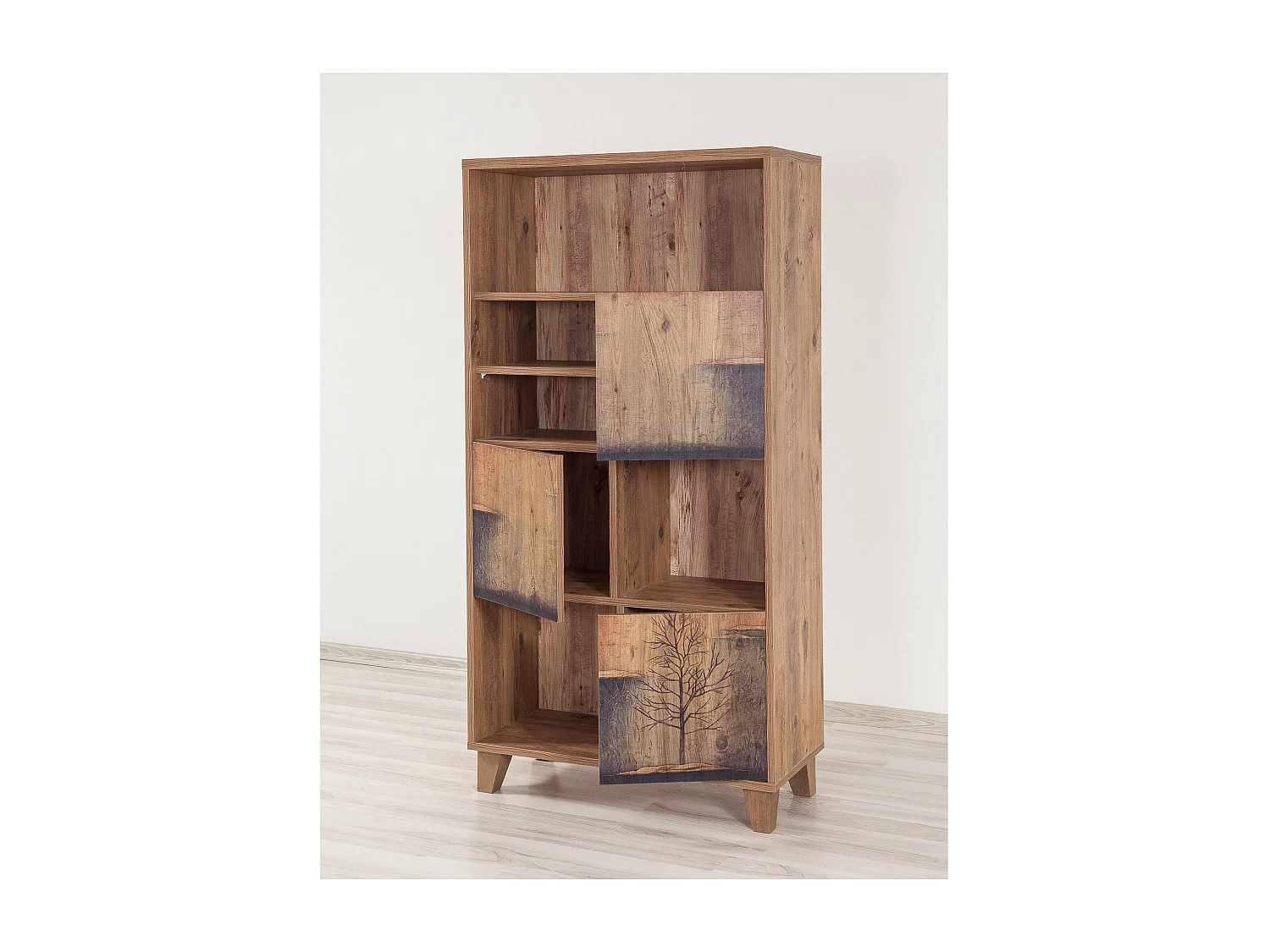 Elegante libreria in pino atlantico – 80 x 155 x 36 cm – rivestita al 100% in melaminico