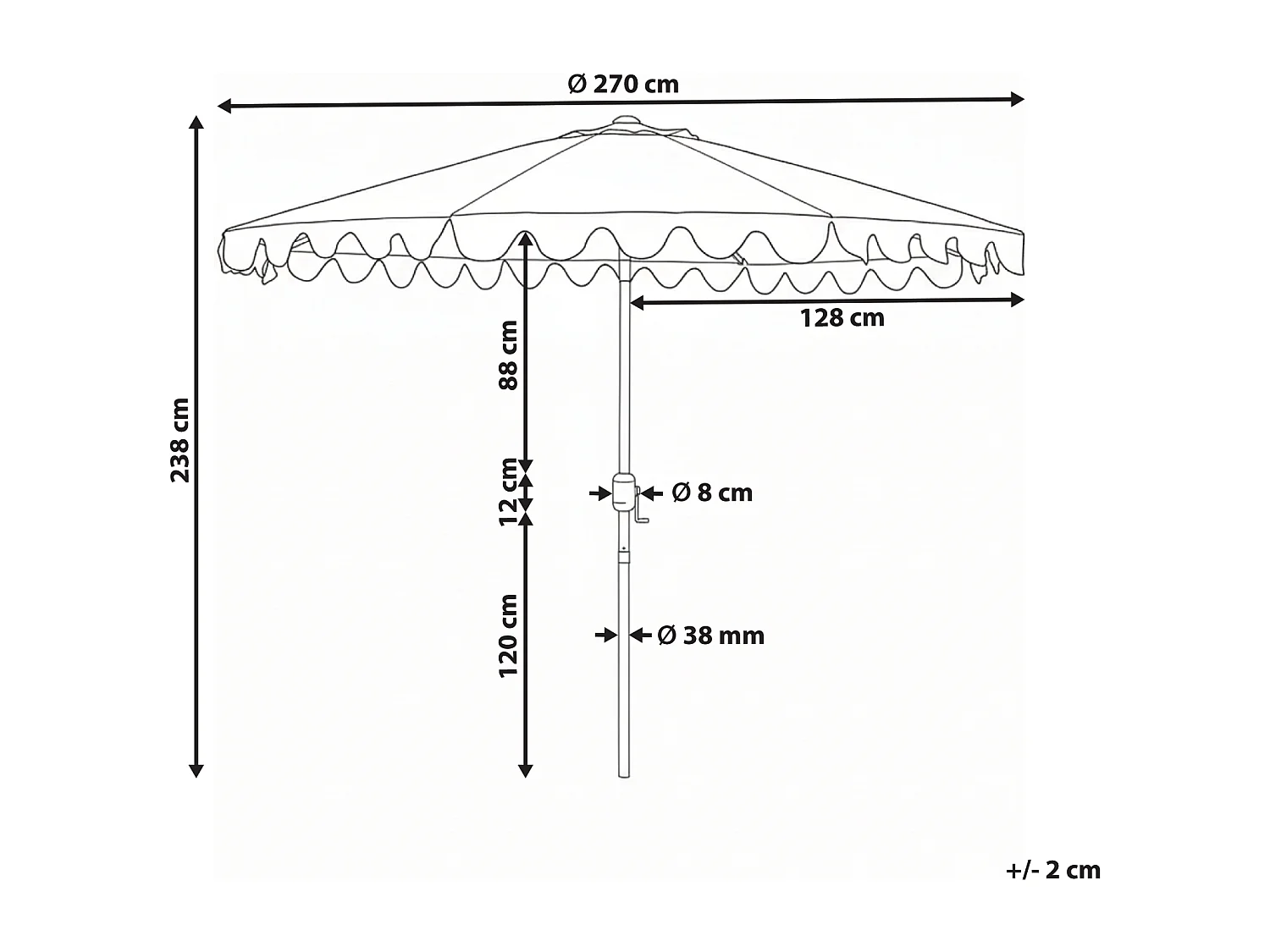 Parasol de jardin 270 cm ISOLOTTO Beige