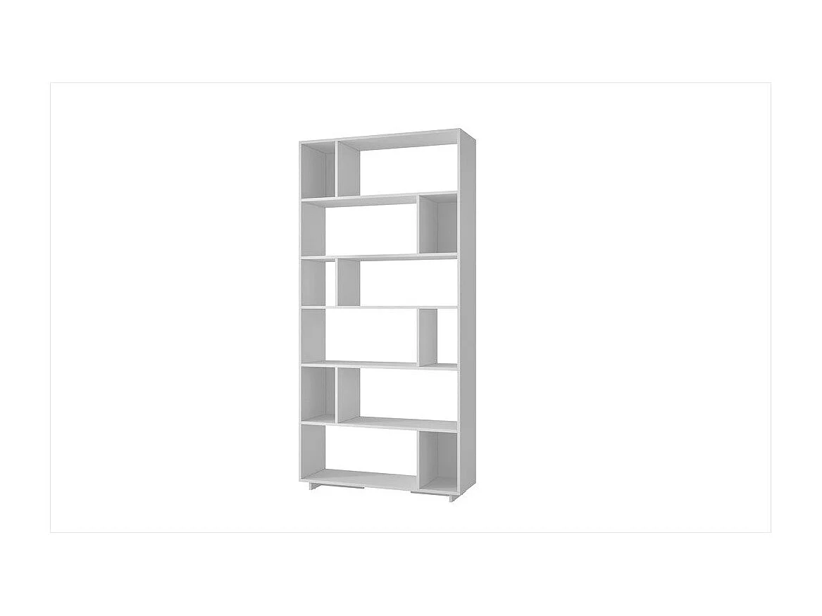 Bibliothèque moderne – 90 cm x 188,6 cm x 25,4 cm – Blanc – Panneau de particules mélaminé