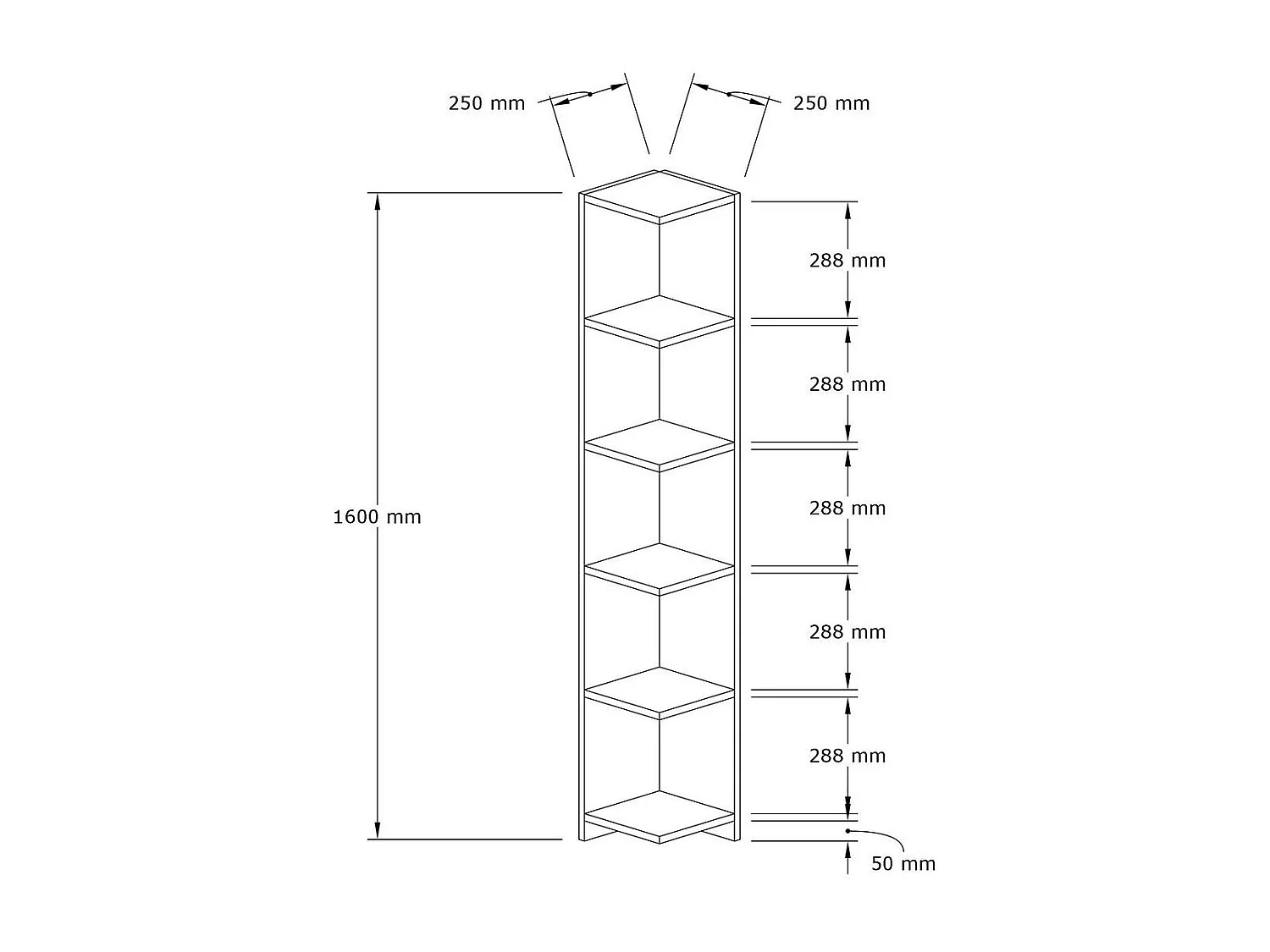 Libreria – 160 cm di altezza x 25 cm di larghezza x 25 cm di profondità – Colore noce – Materiale pannello truciolare rivestito in melaminic