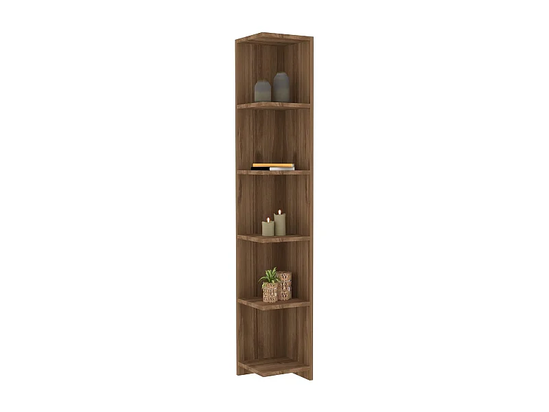 Boekenplank – 160 cm hoog x 25 cm breed x 25 cm diep – Walnootkleur – Melamine gecoat spaanplaatmateriaal