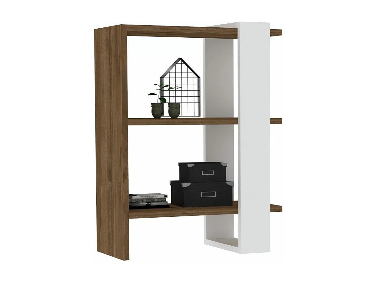 Bibliothèque – 51,8 x 70 x 25 cm – Noyer et blanc – Panneau de particules 100 % mélaminé