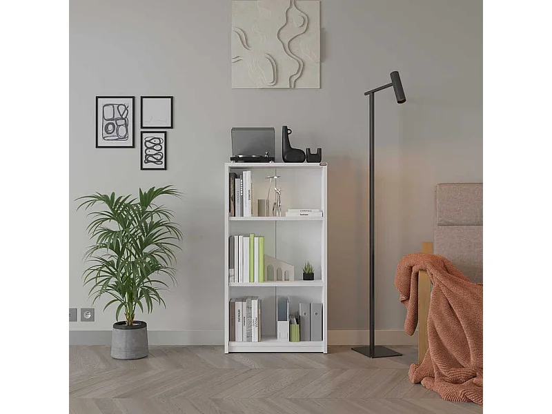 Librería – 58 cm x 106 cm x 23 cm – Blanca – Tablero de partículas