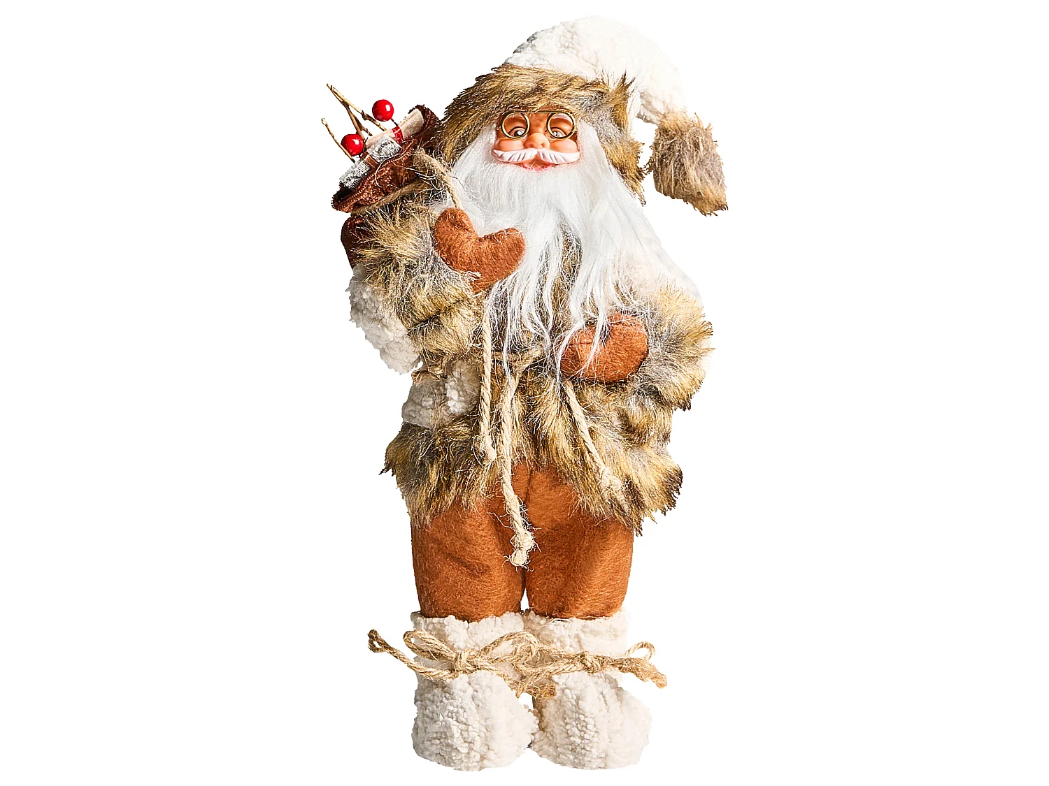 Décoration de Noël SVARTEVATNET 37 cm Père Noël Marron/blanc