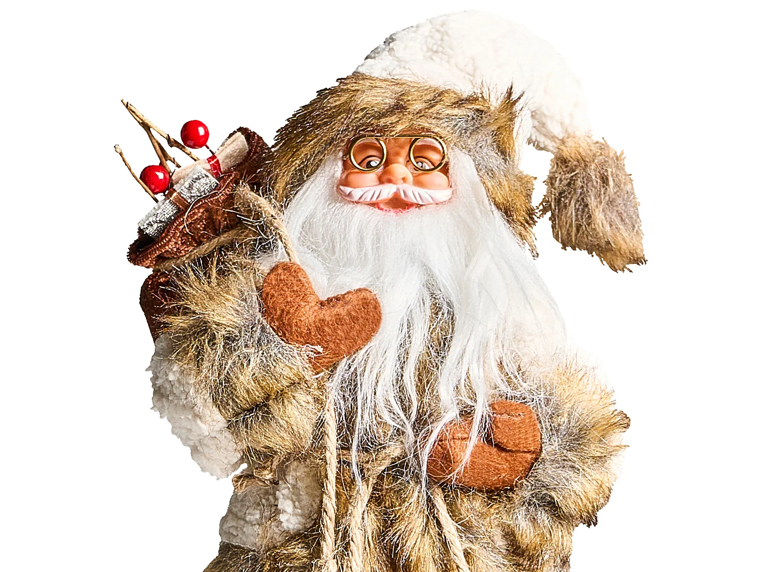 Décoration de Noël SVARTEVATNET 37 cm Père Noël Marron/blanc