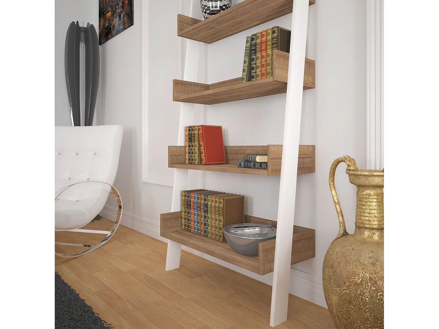 Moderne boekenkast – 80 cm x 195 cm x 32 cm – Donker eiken – Melamine gecoate spaanplaat