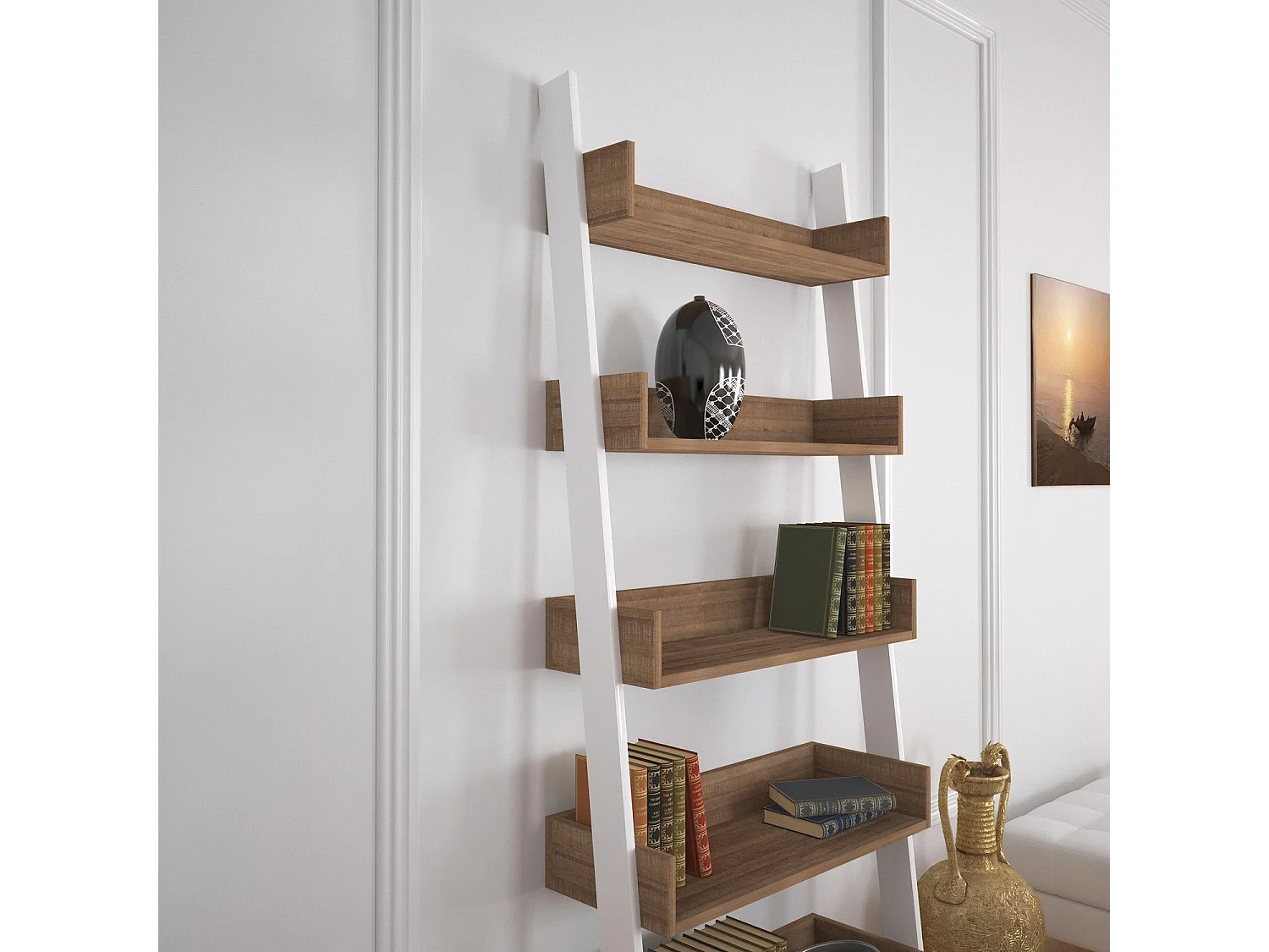 Moderne boekenkast – 80 cm x 195 cm x 32 cm – Donker eiken – Melamine gecoate spaanplaat