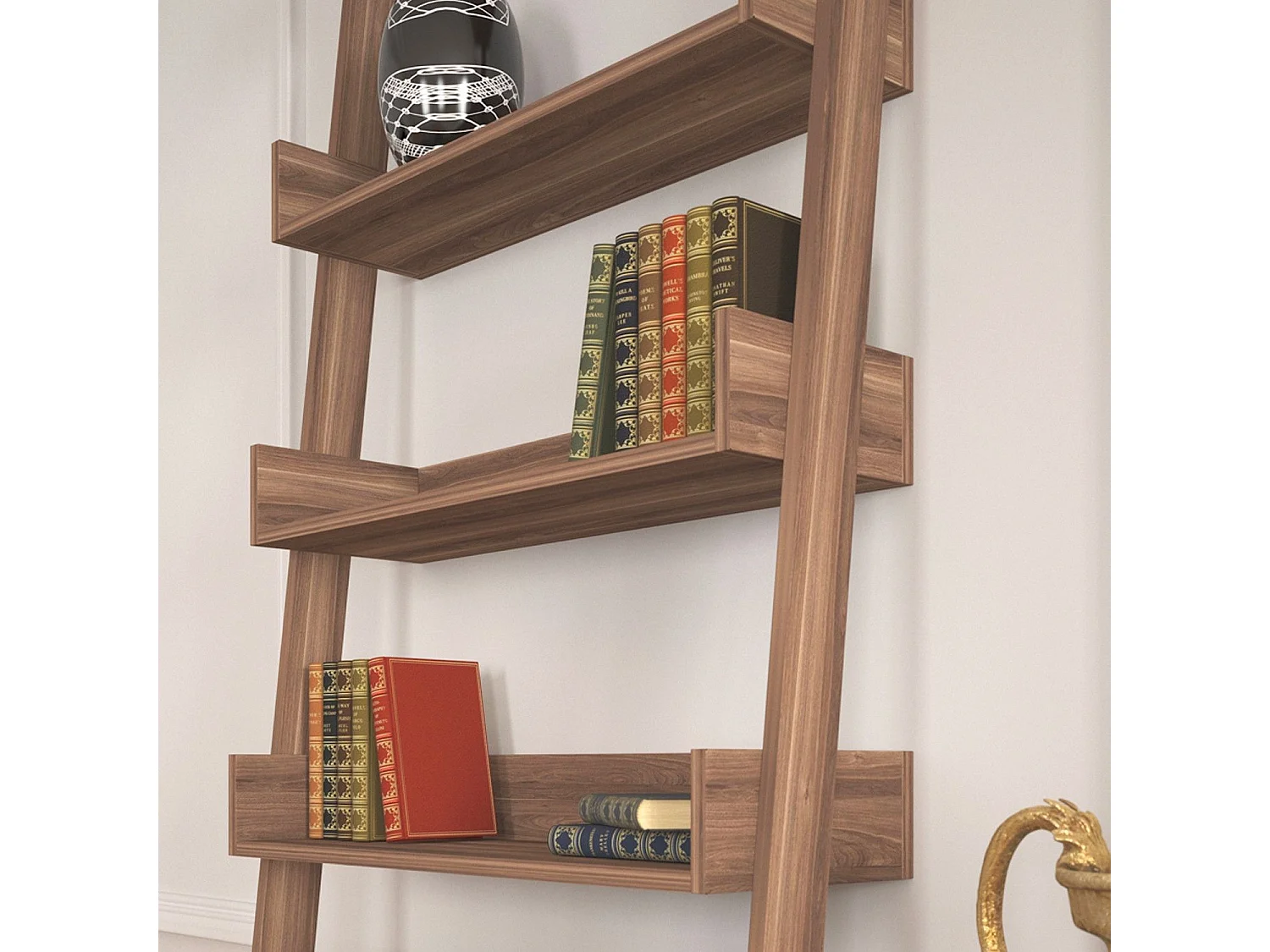 Moderne boekenkast – 80 x 195 x 32 cm – Notenhout – Melamine gecoate spaanplaat