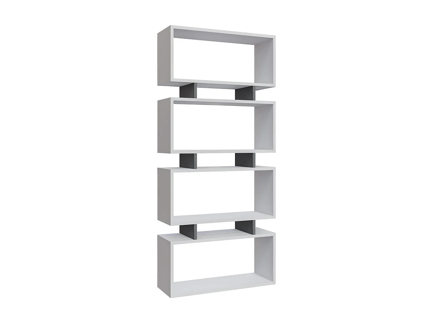 Bibliothèque – 72,5 cm x 25 cm x 161 cm – Blanc et Anthracite – Panneaux de particules mélaminés