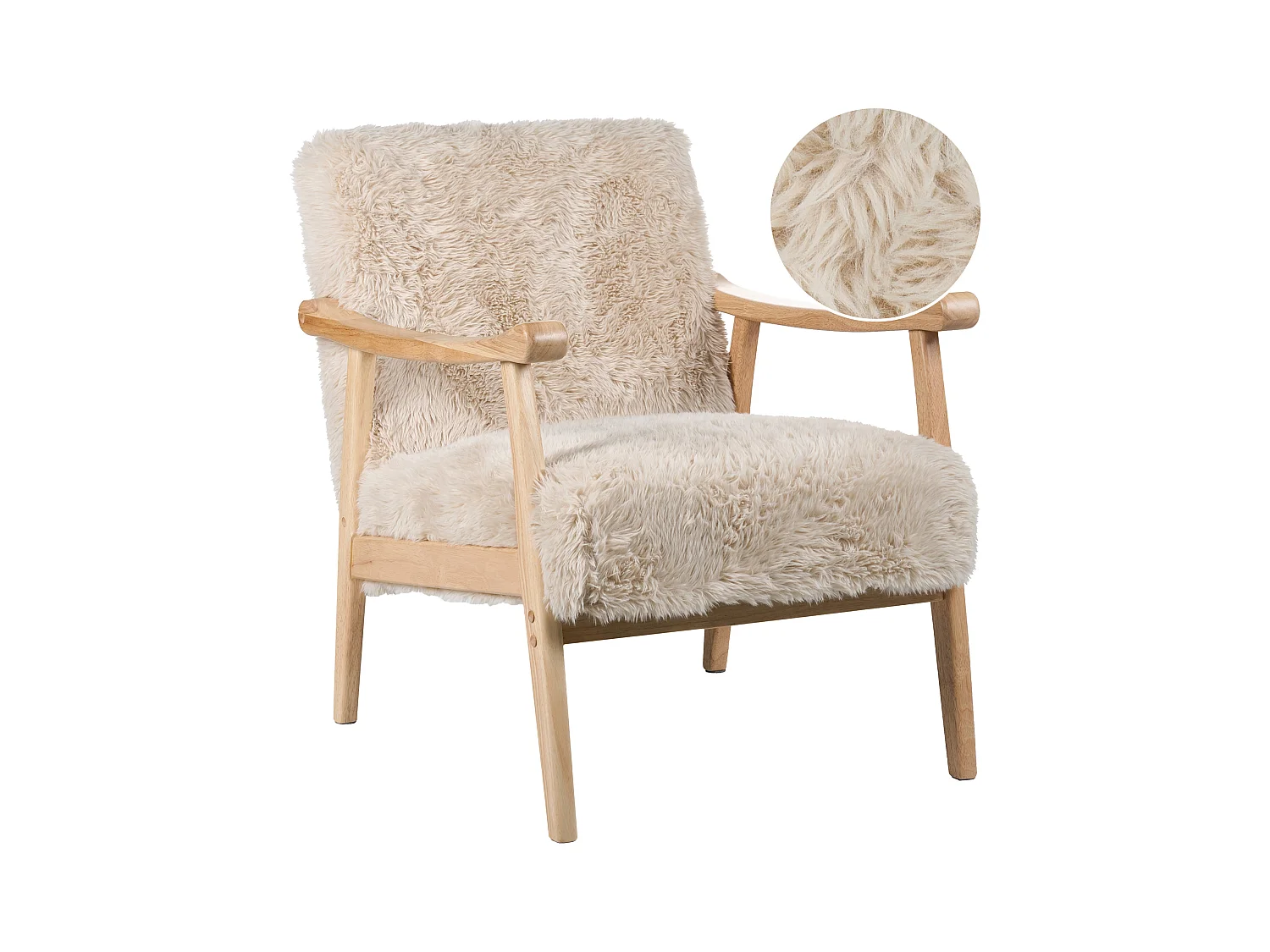 Fauteuil LEKNES Fourrure synthétique Beige clair