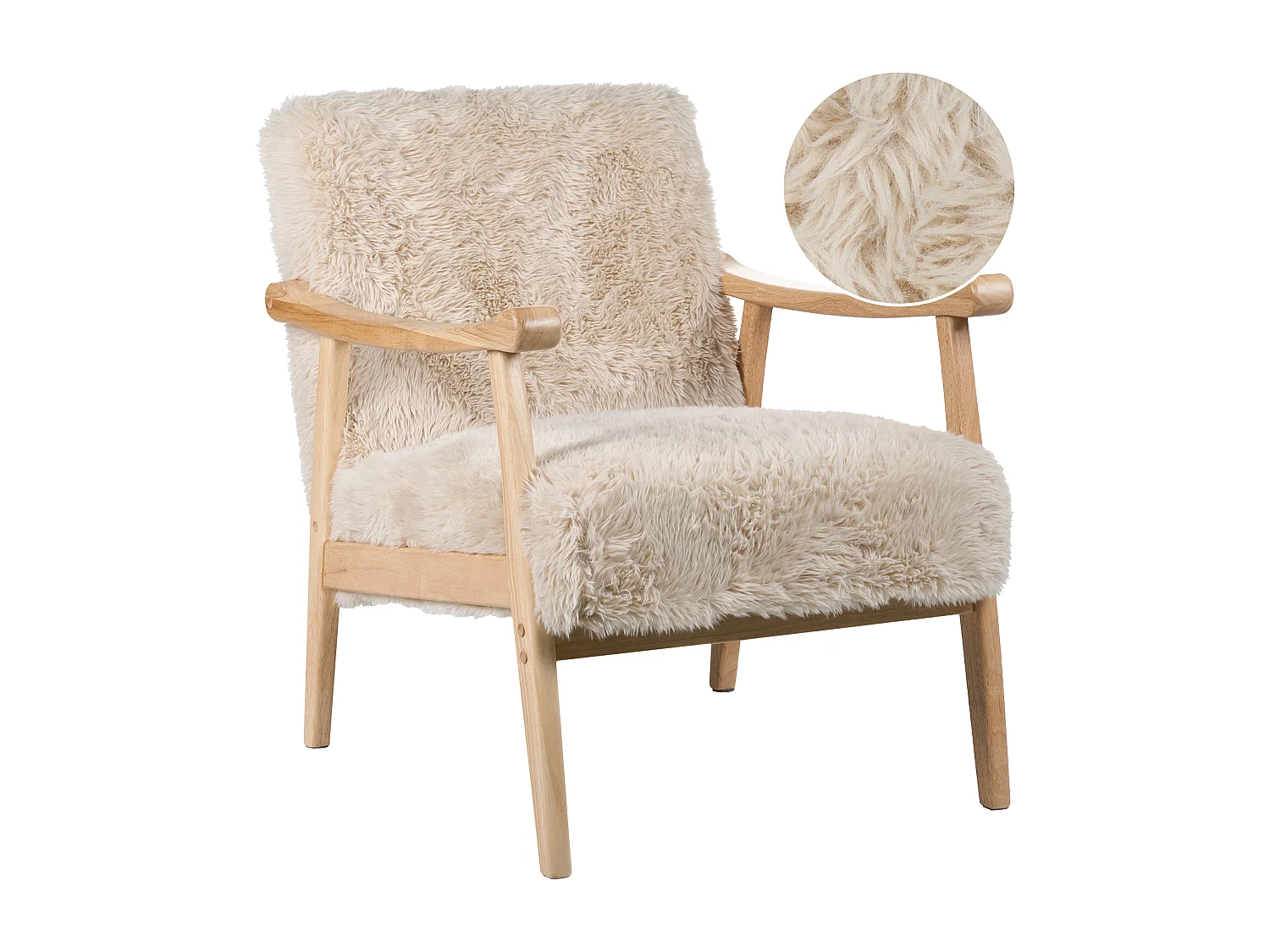 Fauteuil LEKNES Fourrure synthétique Beige clair