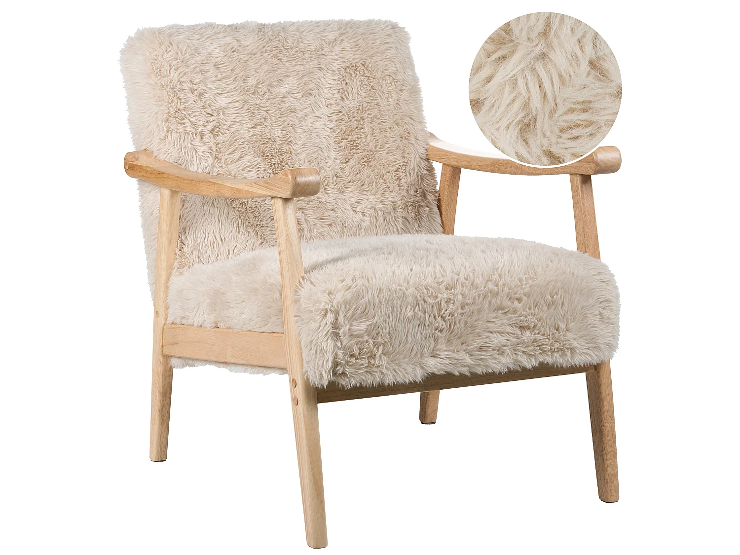 Armchair LEKNES Faux Fur Light Beige