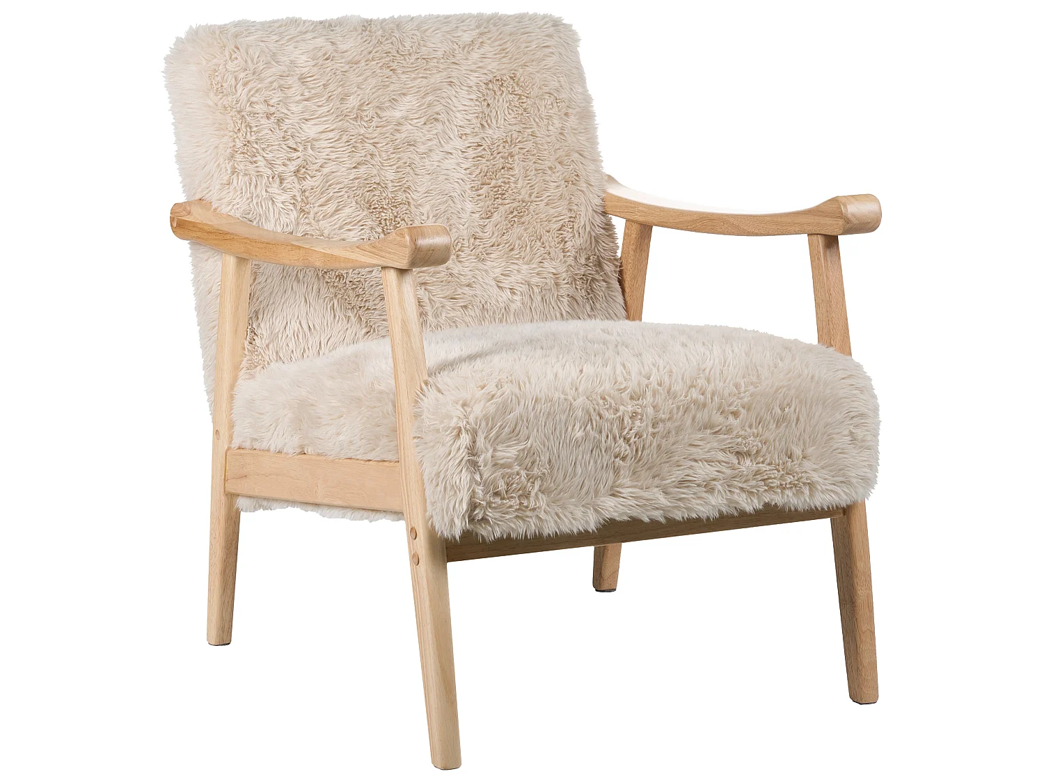 Armchair LEKNES Faux Fur Light Beige