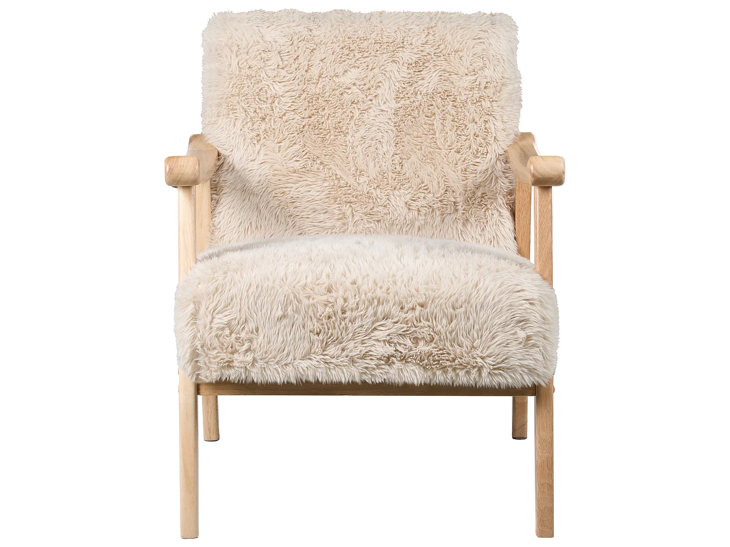 Armchair LEKNES Faux Fur Light Beige