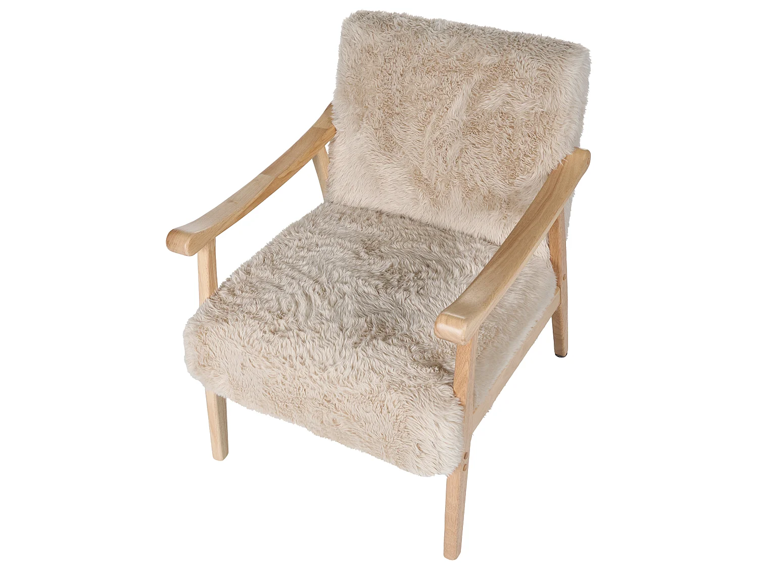 Armchair LEKNES Faux Fur Light Beige