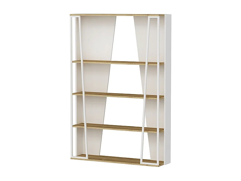 Bücherregal – 123,6 x 32 x 179,6 cm – Saphir, Anthrazit, Weiß – Melaminbeschichtete Spanplatte