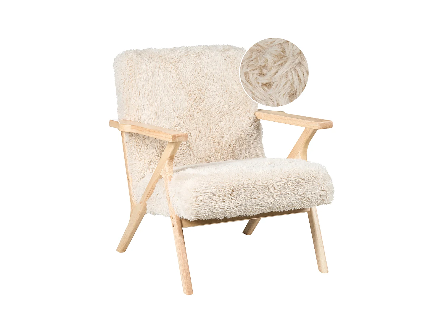 Fauteuil KISA Fourrure synthétique Beige clair