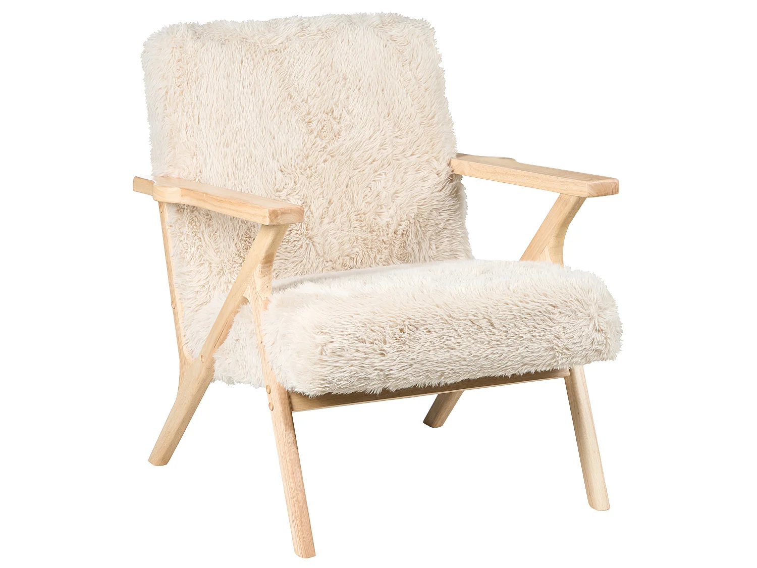 Armchair KISA Faux Fur Light Beige