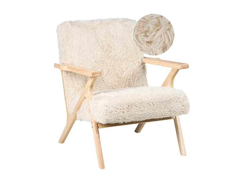 Fauteuil KISA Fourrure synthétique Beige clair