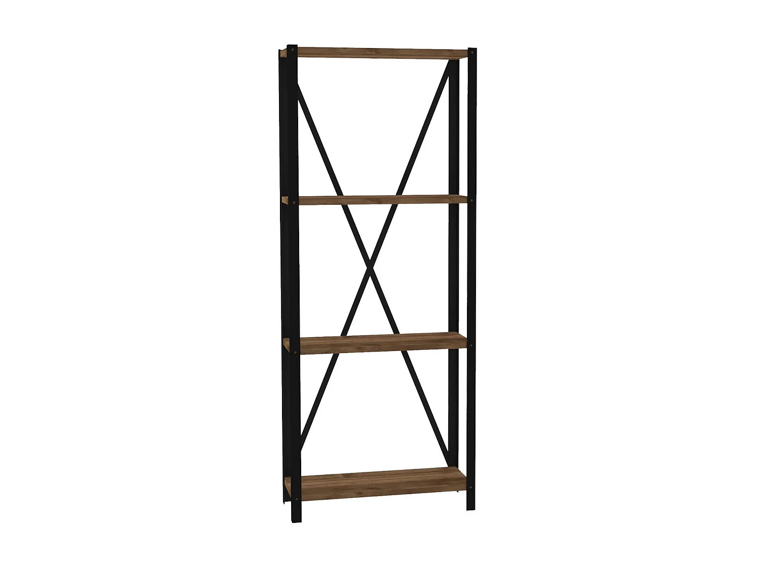 Étagère bibliothèque style industriel Levada L60cm Métal Noir et Bois foncé