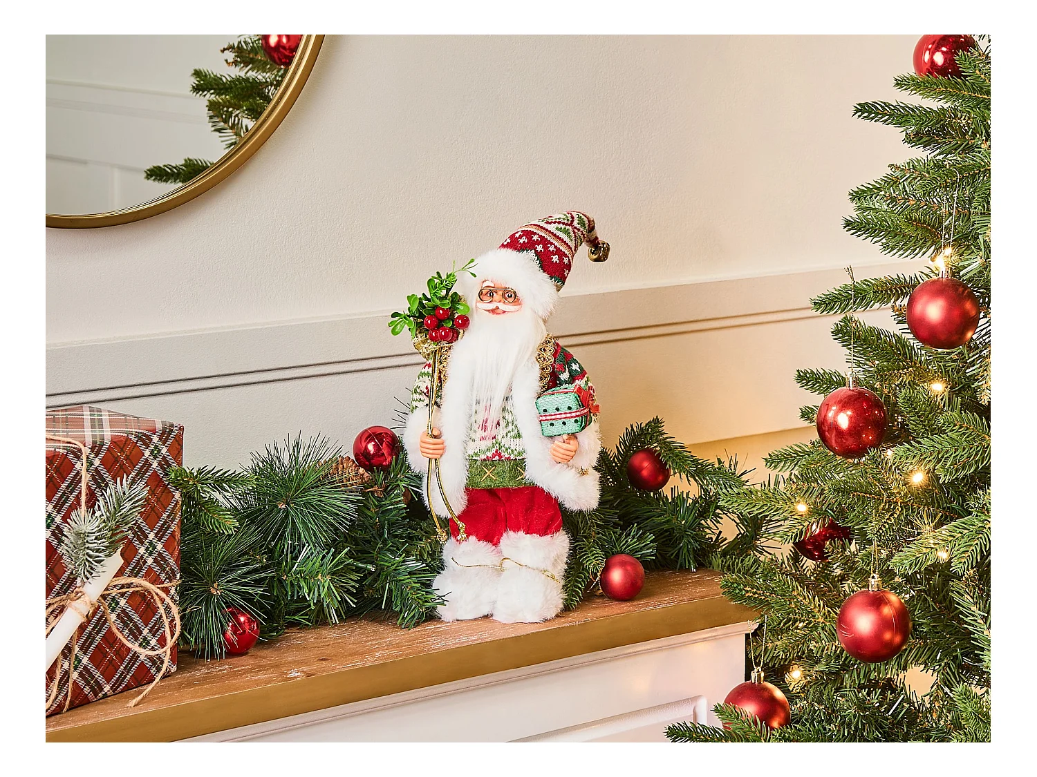 Décoration de Noël MOSVATN Père Noël 37 cm Rouge/vert