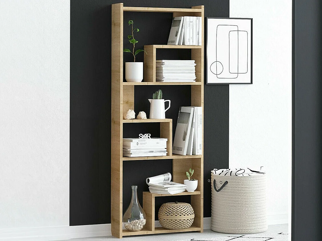 Bücherregal aus Eiche – 60 x 15 x 150 cm – Eiche – melaminbeschichtete Spanplatte