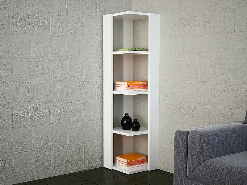 Bibliothèque style scandinave – Hauteur 120 cm – Blanc – Panneaux de particules mélaminés