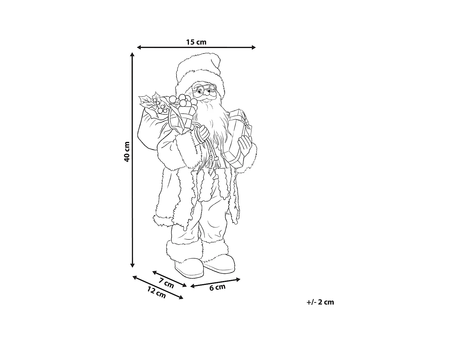 Décoration de Noël STRAUMSFJORDEN Père Noël 40 cm Blanc/doré