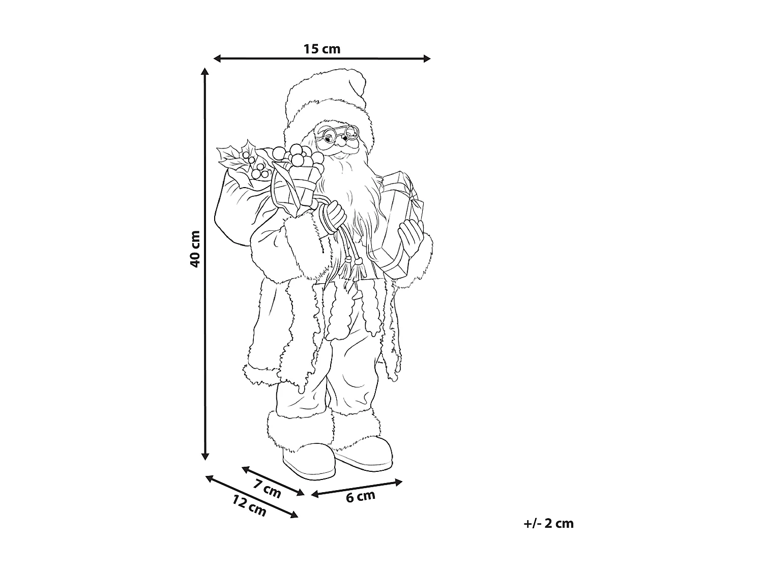 Décoration de Noël STRAUMSFJORDEN Père Noël 40 cm Blanc/doré