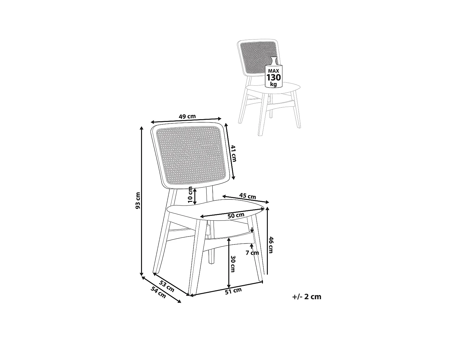 Lot de 2 chaises de salle à manger ALCOVA Bois Marron
