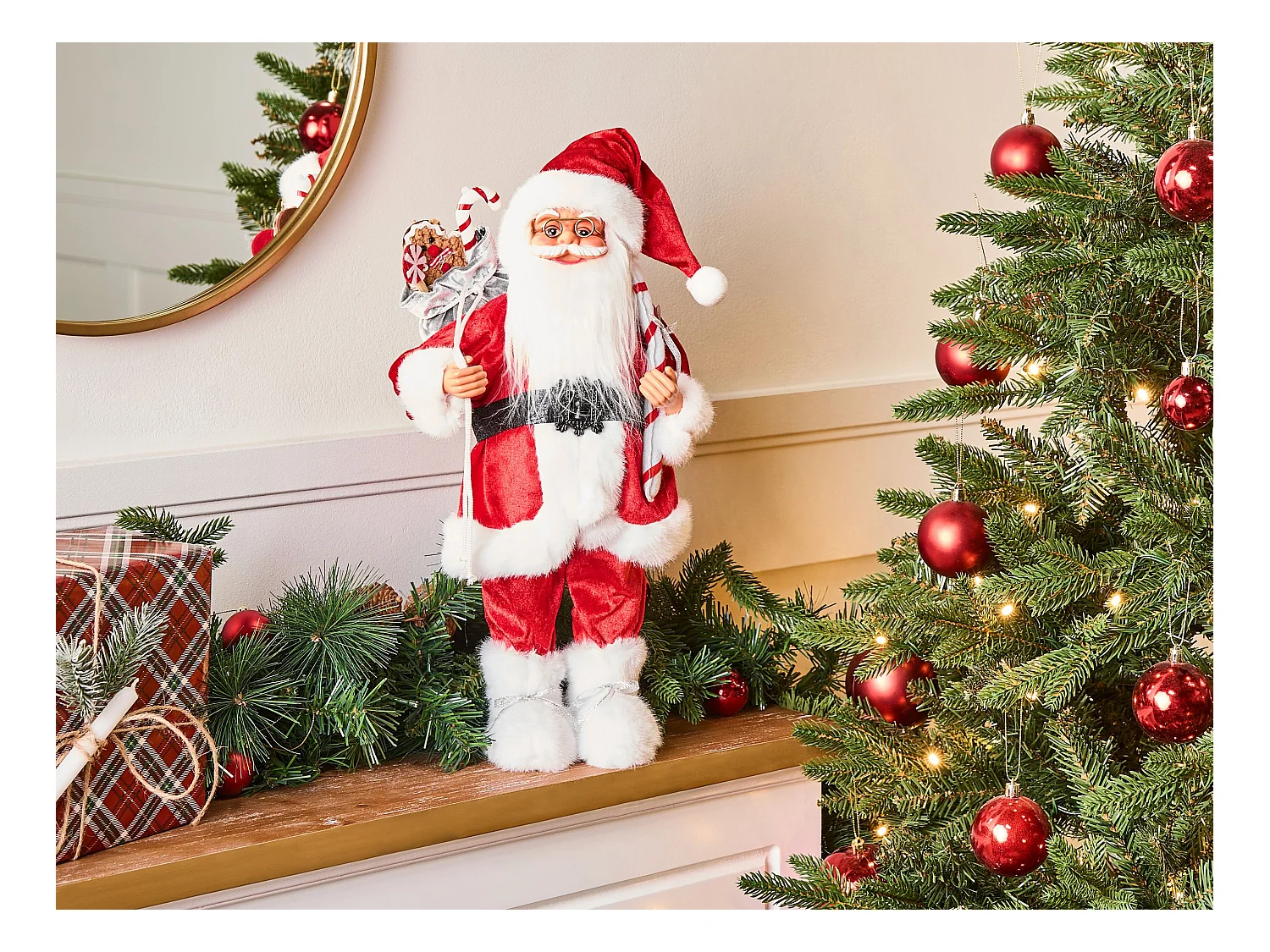 Décoration de Noël ORMSAVATNET Père Noël 45 cm Rouge