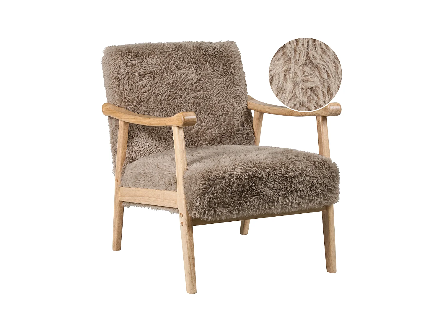 Fauteuil LEKNES Fourrure synthétique Taupe