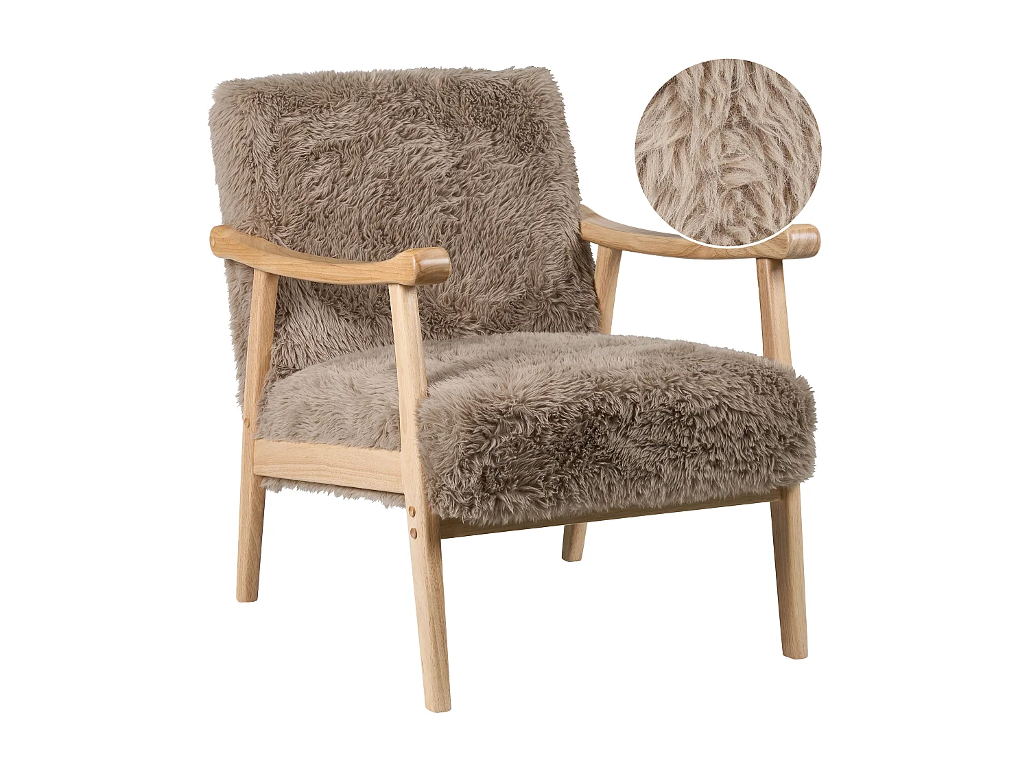 Fauteuil LEKNES Fourrure synthétique Taupe