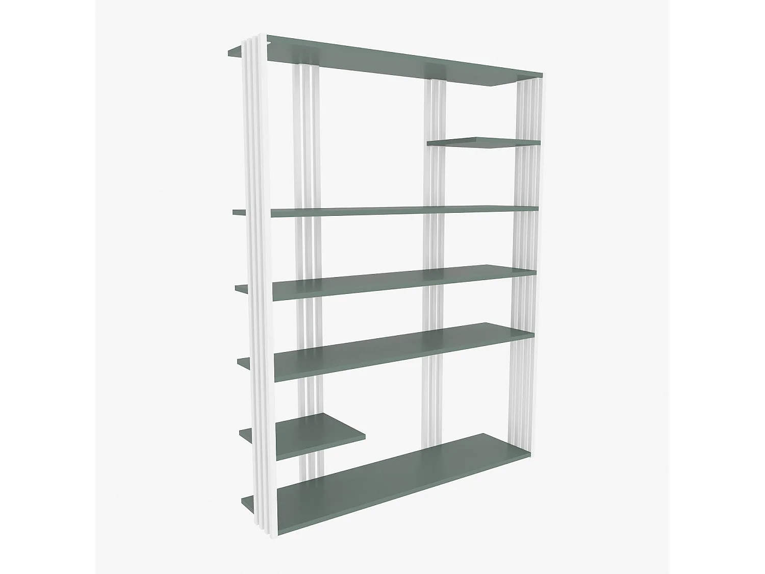 Elegancki zielono-biały regał na książki, 120 cm x 160 cm x 29,6 cm | Płyta wiórowa pokryta melaminą w 100%, grubość 18 mm | Idealny do nowo