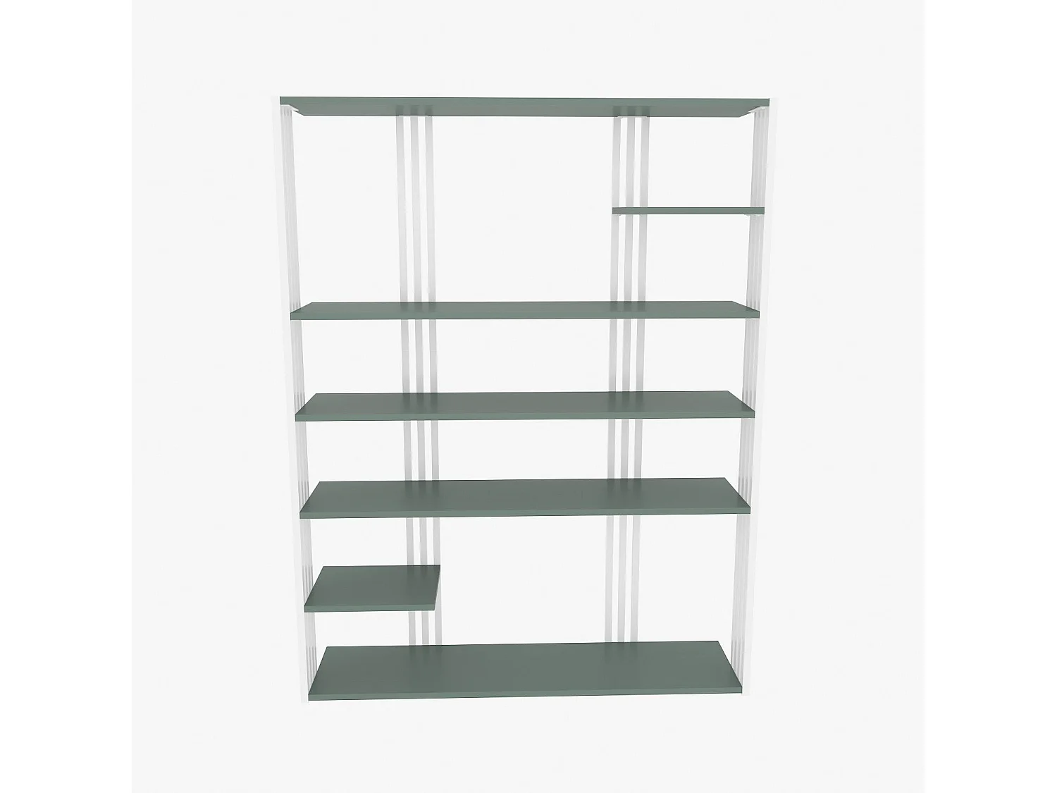 Elegancki zielono-biały regał na książki, 120 cm x 160 cm x 29,6 cm | Płyta wiórowa pokryta melaminą w 100%, grubość 18 mm | Idealny do nowo