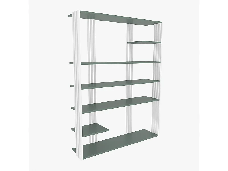 Elegancki zielono-biały regał na książki, 120 cm x 160 cm x 29,6 cm | Płyta wiórowa pokryta melaminą w 100%, grubość 18 mm | Idealny do nowo