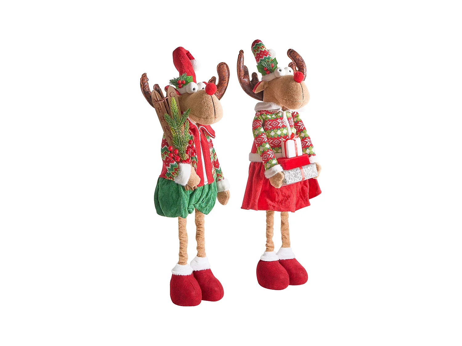 Lot de 2 décorations de Noël ULDALSANA Renne 66-95 cm Multicolore
