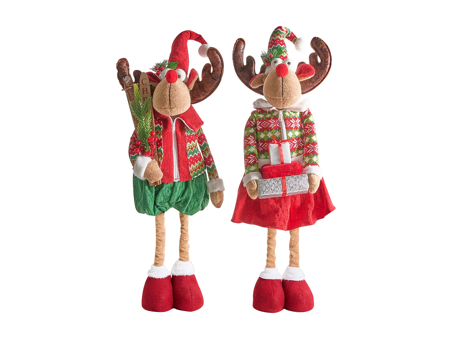 Lot de 2 décorations de Noël ULDALSANA Renne 66-95 cm Multicolore