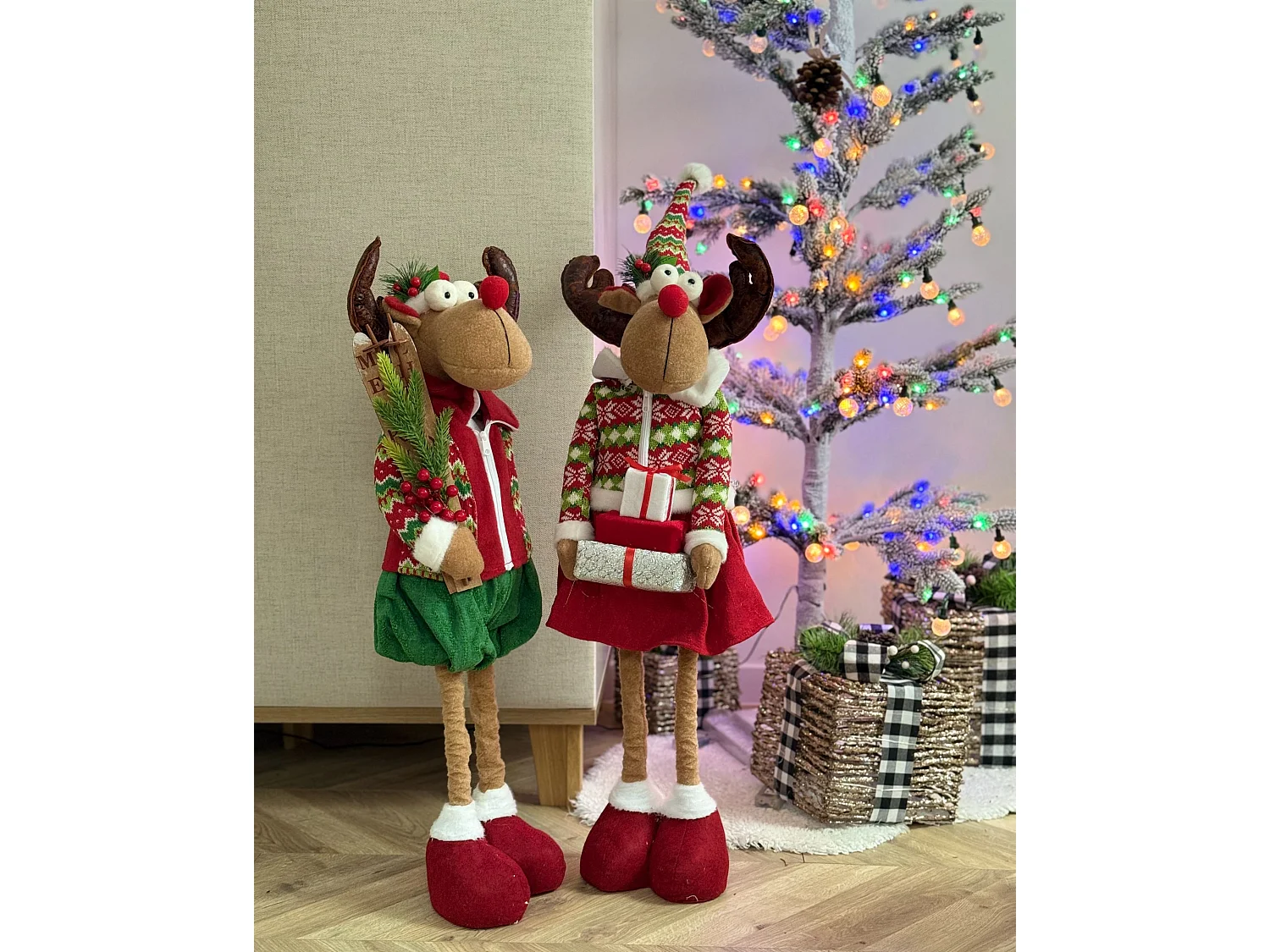 Lot de 2 décorations de Noël ULDALSANA 66-95 cm Renne Multicolore
