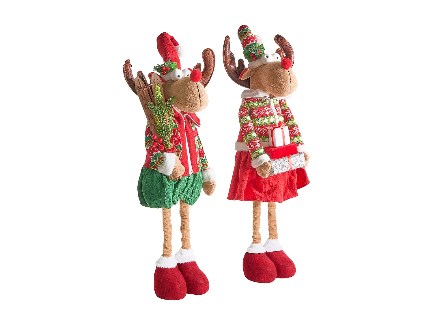 Lot de 2 décorations de Noël ULDALSANA Renne 66-95 cm Multicolore