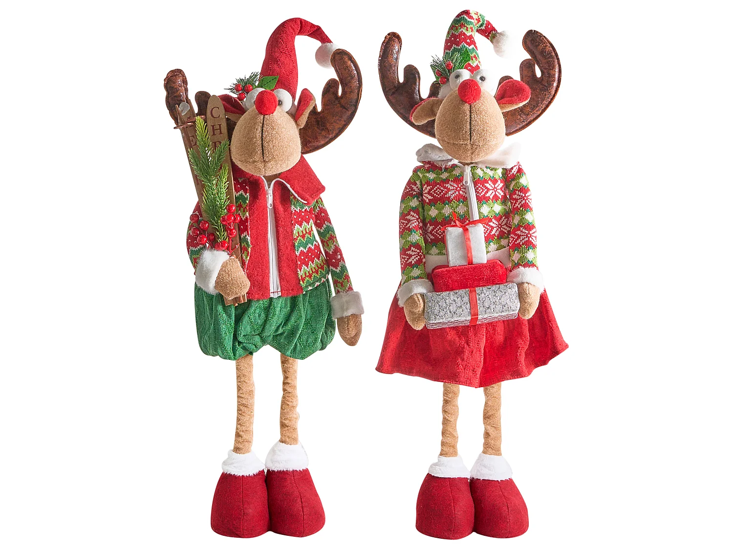 Set of 2 Christmas Decorations ULDALSANA Reindeer 66-95 cm Multicolour