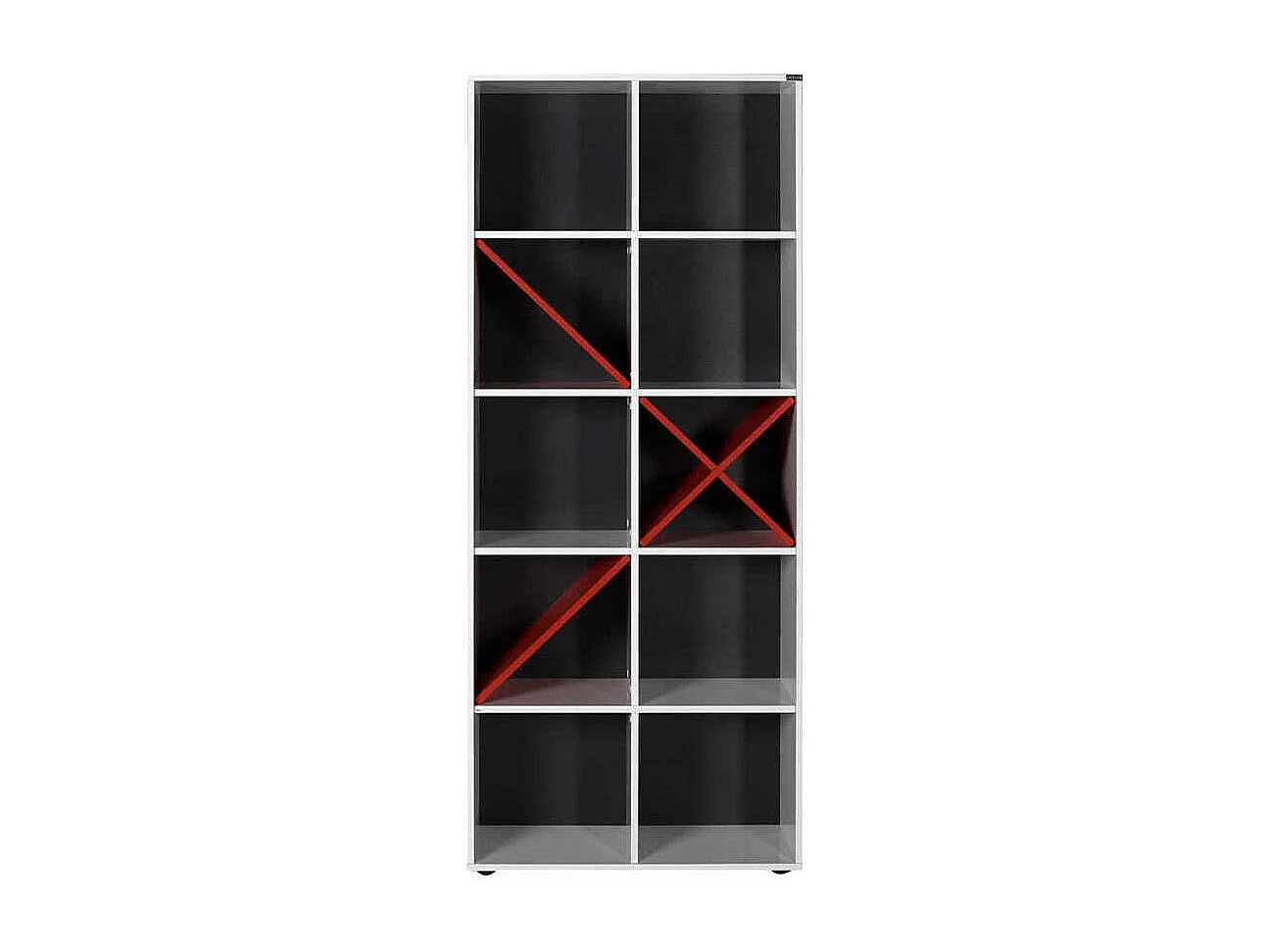 Librería – 75 cm x 188 cm x 30 cm – Blanco y Rojo – Tablero de Partículas